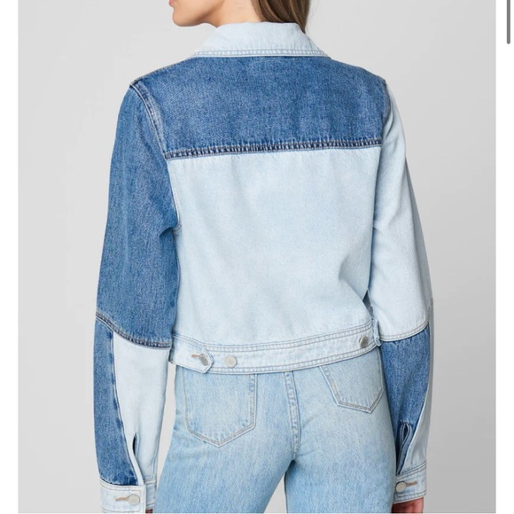 NWT Blank NYC Split Decision Cropped Patchwork Denim Jacket - Picture 4 of 4